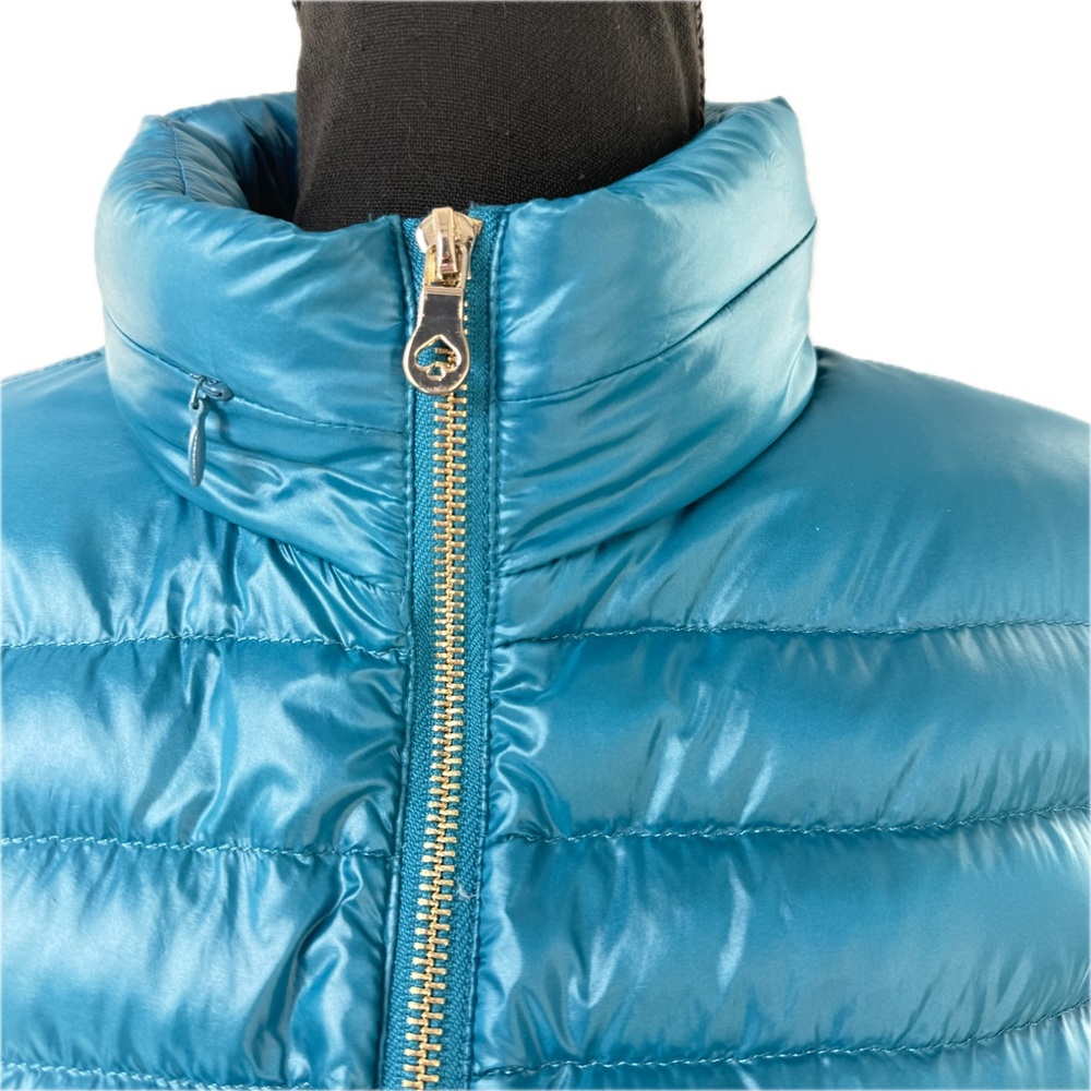 Kate Spade Packable Down Quilted Jacket with Zippered Pouch Dark Peacock Size XL - Picture 4 of 17